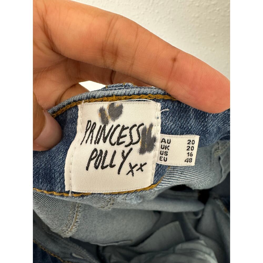 Princess Polly High Rise Flare Jeans Size 16
 Blue Denim - Picture 2 of 7